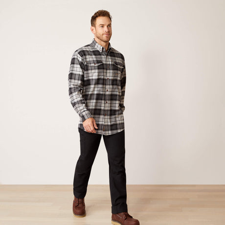 Ariat Men's Rebar Flannel DuraStretch Long Sleeve Work Shirt - Charcoal Grey