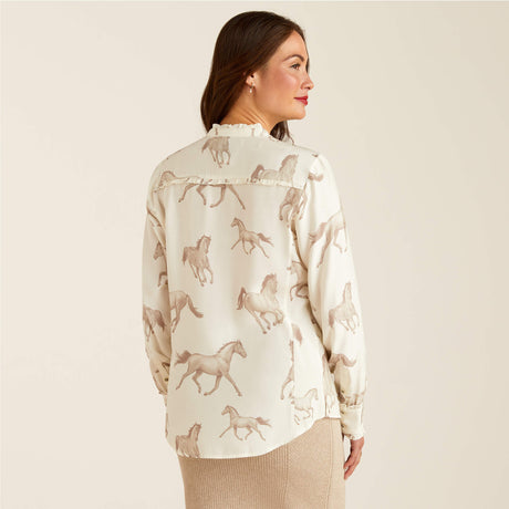 Ariat Women's Clarion Long Sleeve Blouse - Sepia Horse Print