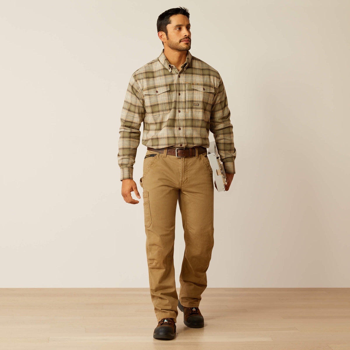 Ariat Men's Rebar Flannel DuraStretch Long Sleeve Work Shirt - Deep Lichen