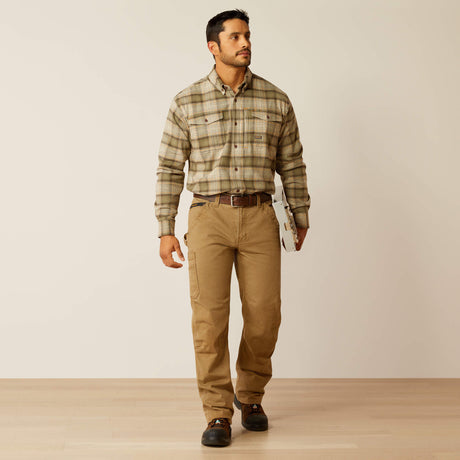 Ariat Men's Rebar Flannel DuraStretch Long Sleeve Work Shirt - Deep Lichen