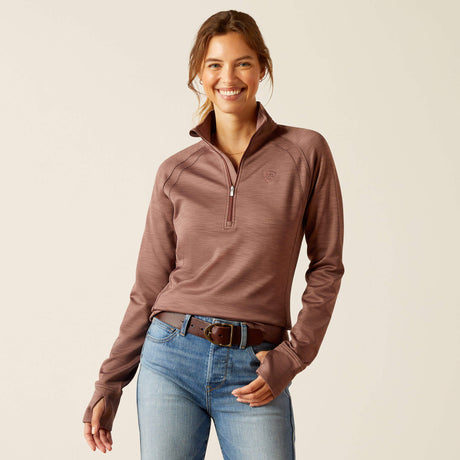 Ariat Women's Tek Team 1/2 Zip Sweatshirt - Navy Heather - Twilight Mauve