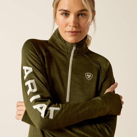 Ariat Women's Tek Team 1/2 Zip Sweatshirt - Navy Heather - Winter Moss