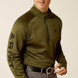 Ariat Men's Tek Team 1/2 Zip Sweatshirt - Navy Heather - Winter Moss