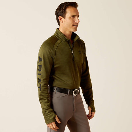 Ariat Men's Tek Team 1/2 Zip Sweatshirt - Navy Heather - Winter Moss