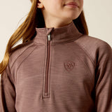 Ariat Youth TEK Team 1/2 Zip Sweatshirt - Navy Heather - Twilight Mauve