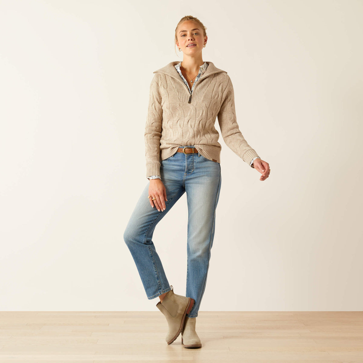 Ariat Women's Alamere 1/2 Zip Sweater - Oatmeal Heather