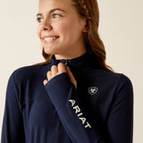 Ariat Youth Lowell 3.0 1/4 Zip Long Sleeve Baselayer - Posey Pony Print - Navy