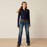 Ariat Youth Lowell 3.0 1/4 Zip Long Sleeve Baselayer - Posey Pony Print - Navy