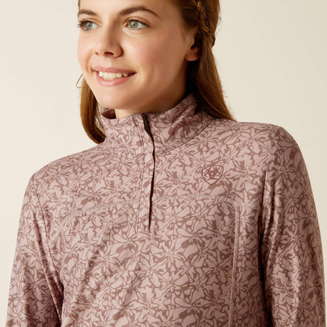 Ariat Youth Lowell 3.0 1/4 Zip Long Sleeve Baselayer - Posey Pony Print - Abstract Floral