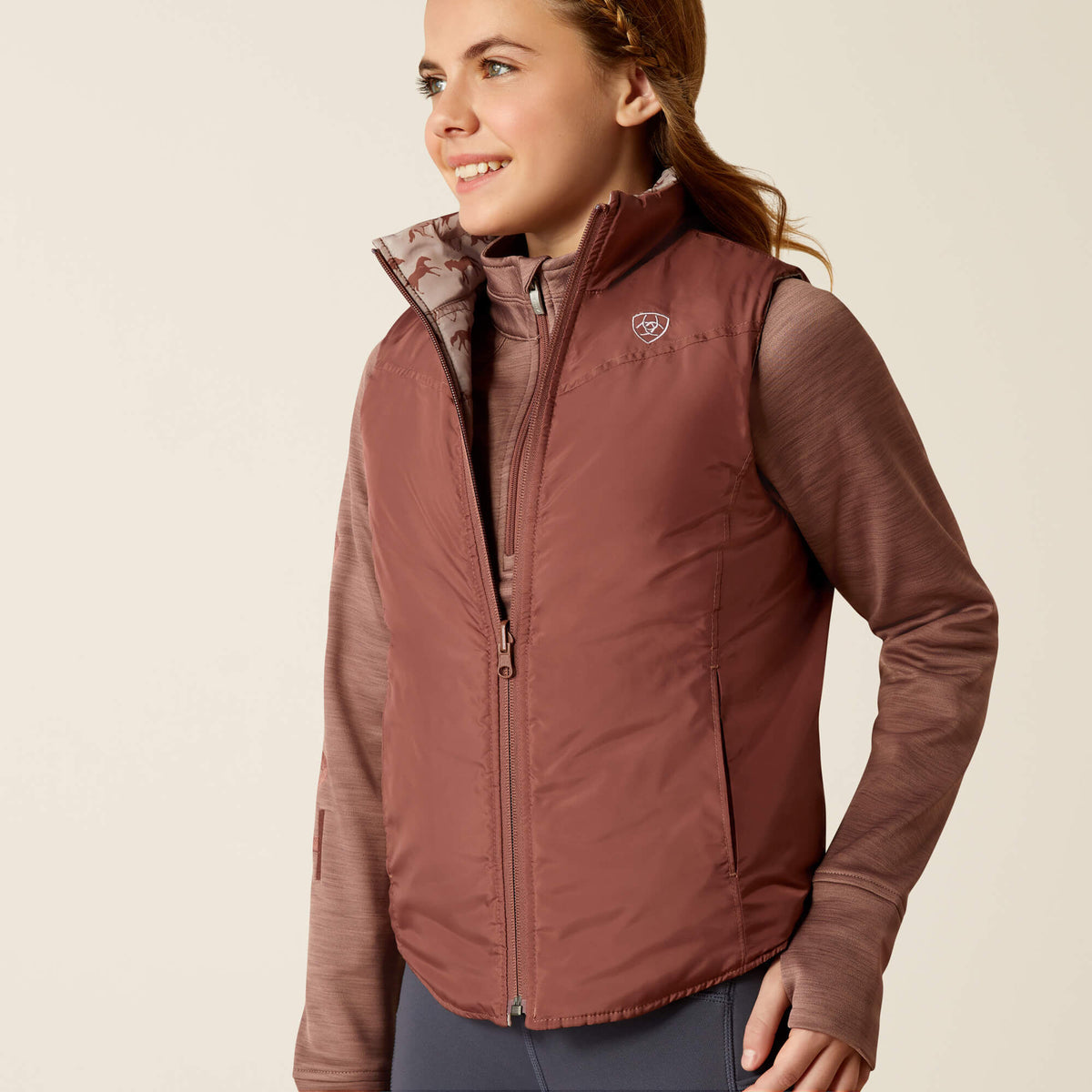 Ariat Youth Bella Insulated Reversible Vest - Scattering Horses