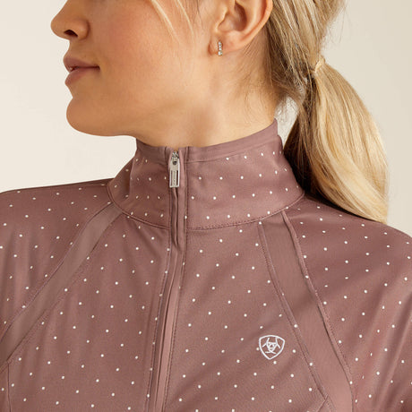 Ariat Women's Sunstopper 3.0 1/4 Zip Baselayer - Twilight Mauve Dot