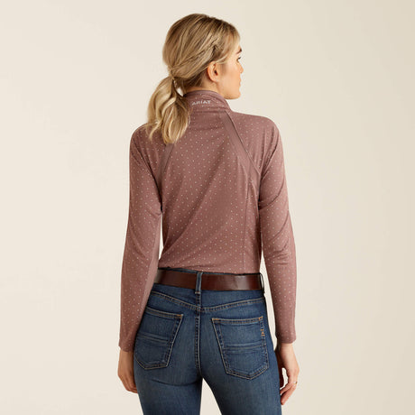 Ariat Women's Sunstopper 3.0 1/4 Zip Baselayer - Twilight Mauve Dot