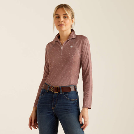 Ariat Women's Sunstopper 3.0 1/4 Zip Baselayer - Twilight Mauve Dot