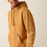 Ariat Men's Rebar Graphic Hoodie - Heather Grey/Deep Ultramarine - Bistro/Hemp