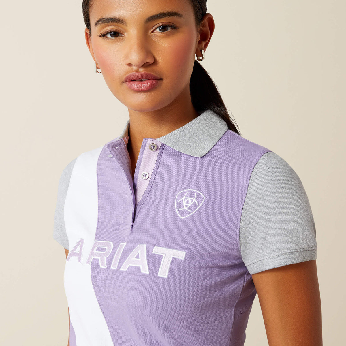 Ariat Women's Taryn Polo - Chalk Violet/Orchid Bloom