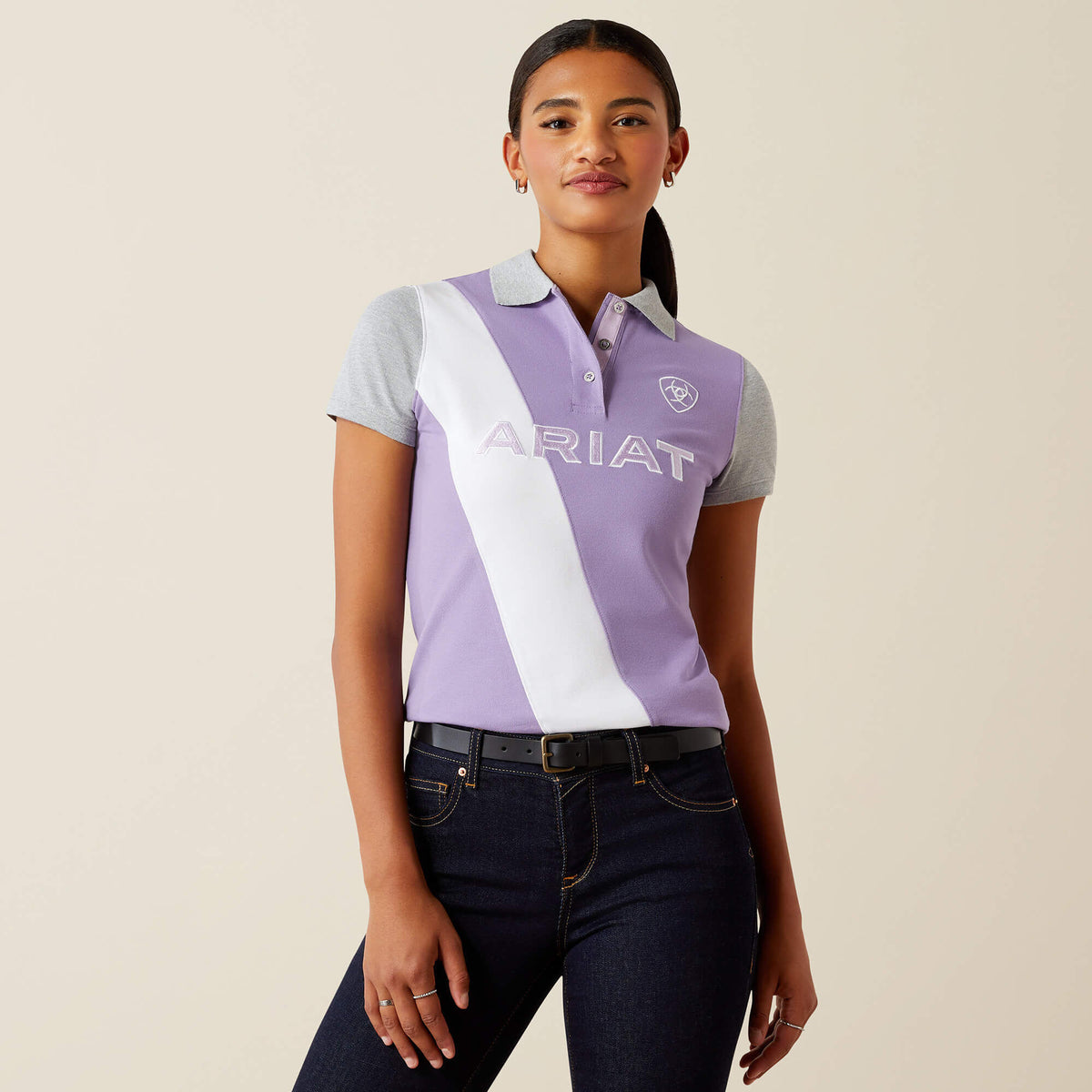 Ariat Women's Taryn Polo - Chalk Violet/Orchid Bloom