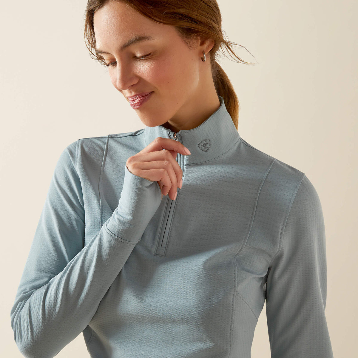 Ariat Women's Gridwork 2.0 1/4 Zip Grid Fleece Baselayer - Lead