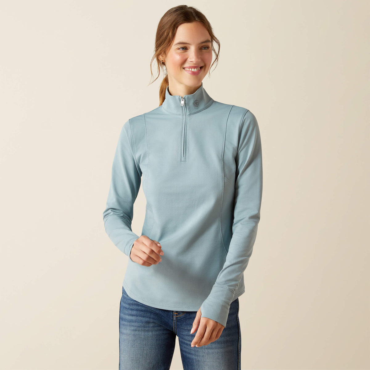 Ariat Women's Gridwork 2.0 1/4 Zip Grid Fleece Baselayer - Lead