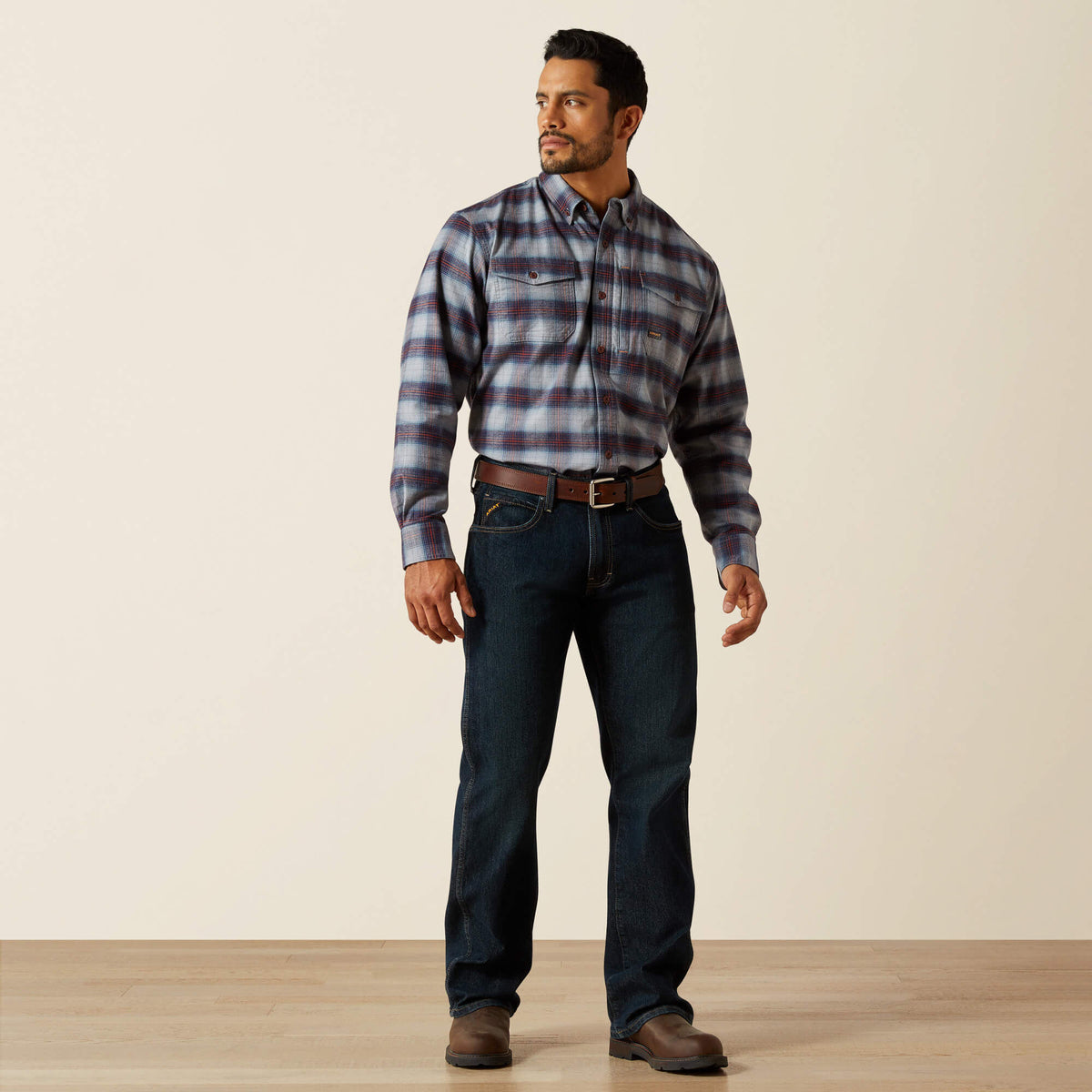 Ariat Men's Rebar Flannel DuraStretch Long Sleeve Work Shirt - Monument