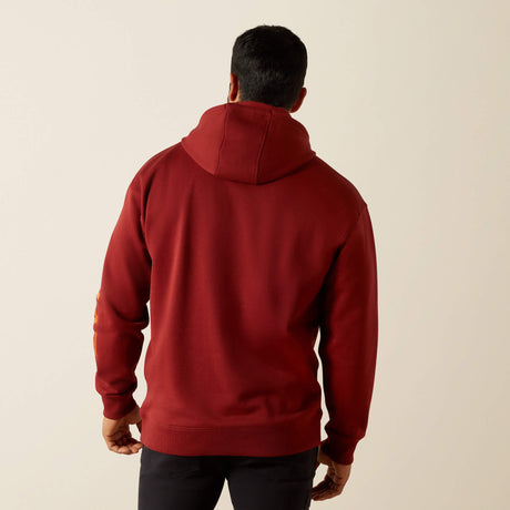 Ariat Men's Rebar Graphic Hoodie - Heather Grey/Deep Ultramarine - Russet Brown/Potter's Clay
