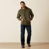 Ariat Men's Rebar Graphic Hoodie - Heather Grey/Deep Ultramarine - Grape Leaf/Dried Herb