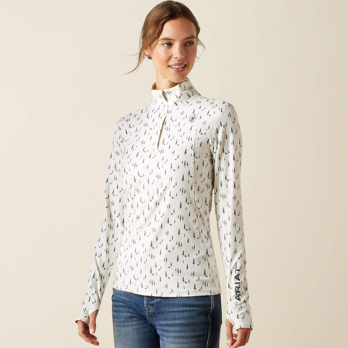 Ariat Women's Lowell 3.0 1/4 Zip Baselayer - Forest Horses