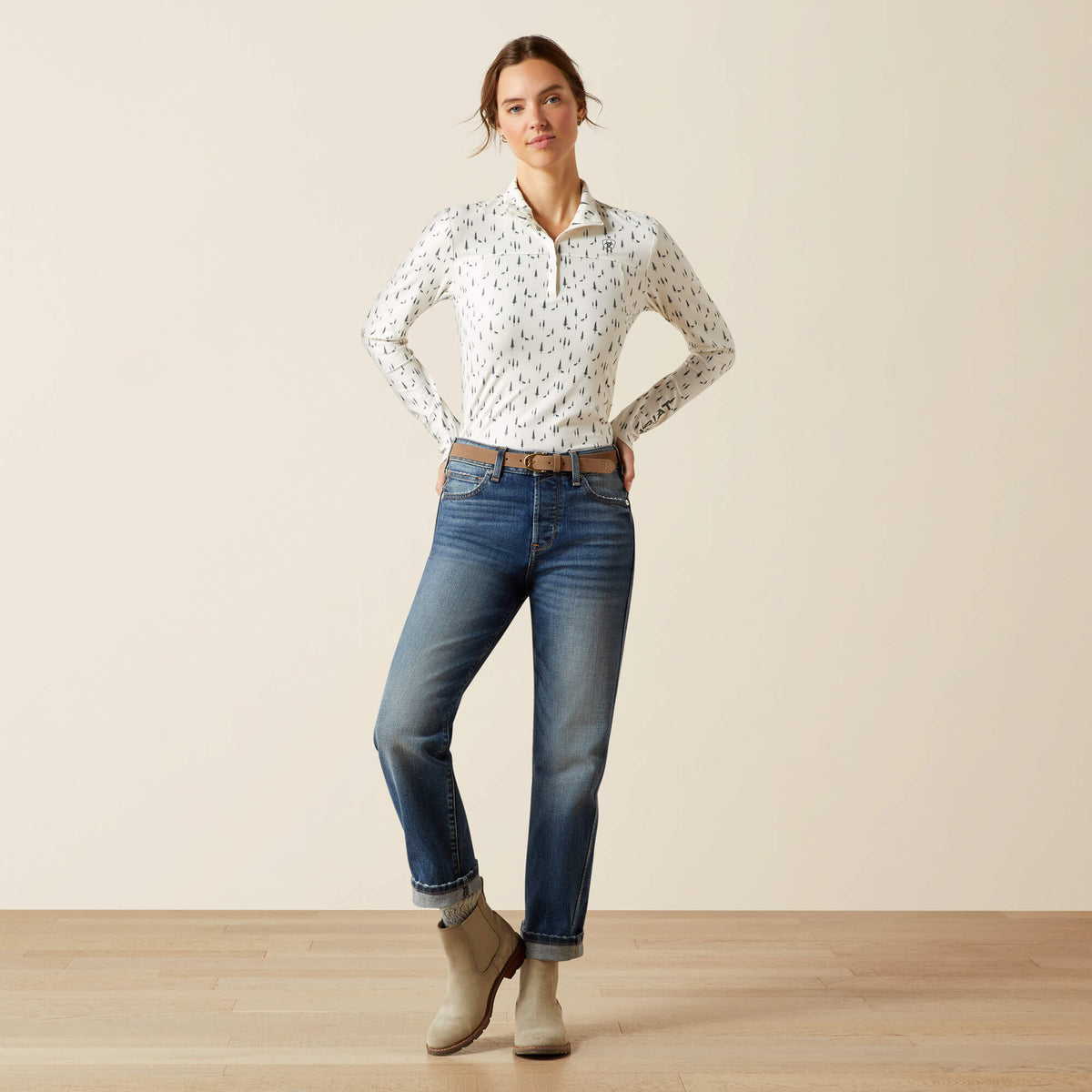 Ariat Women's Lowell 3.0 1/4 Zip Baselayer - Forest Horses
