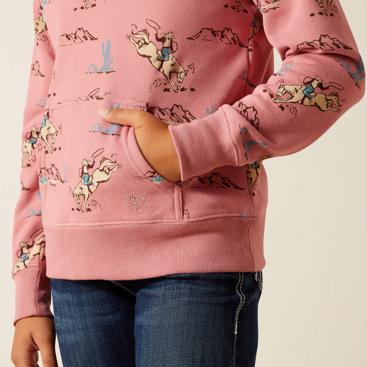 Ariat Kids' Bronc Scene 1/4 Zip Sweatshirt