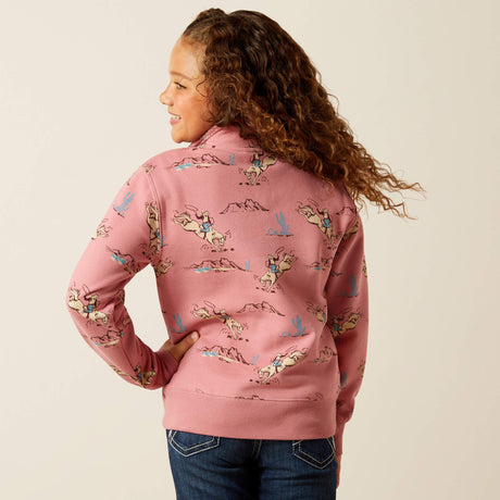 Ariat Kids' Bronc Scene 1/4 Zip Sweatshirt