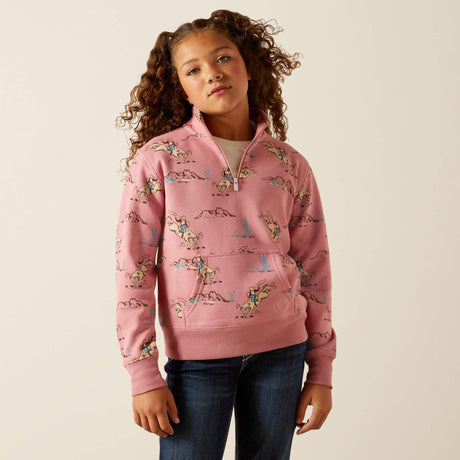 Ariat Kids' Bronc Scene 1/4 Zip Sweatshirt