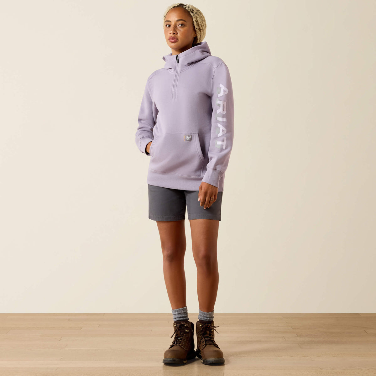 Ariat Women's Rebar Lightweight Logo 1/2 Zip Hoodie