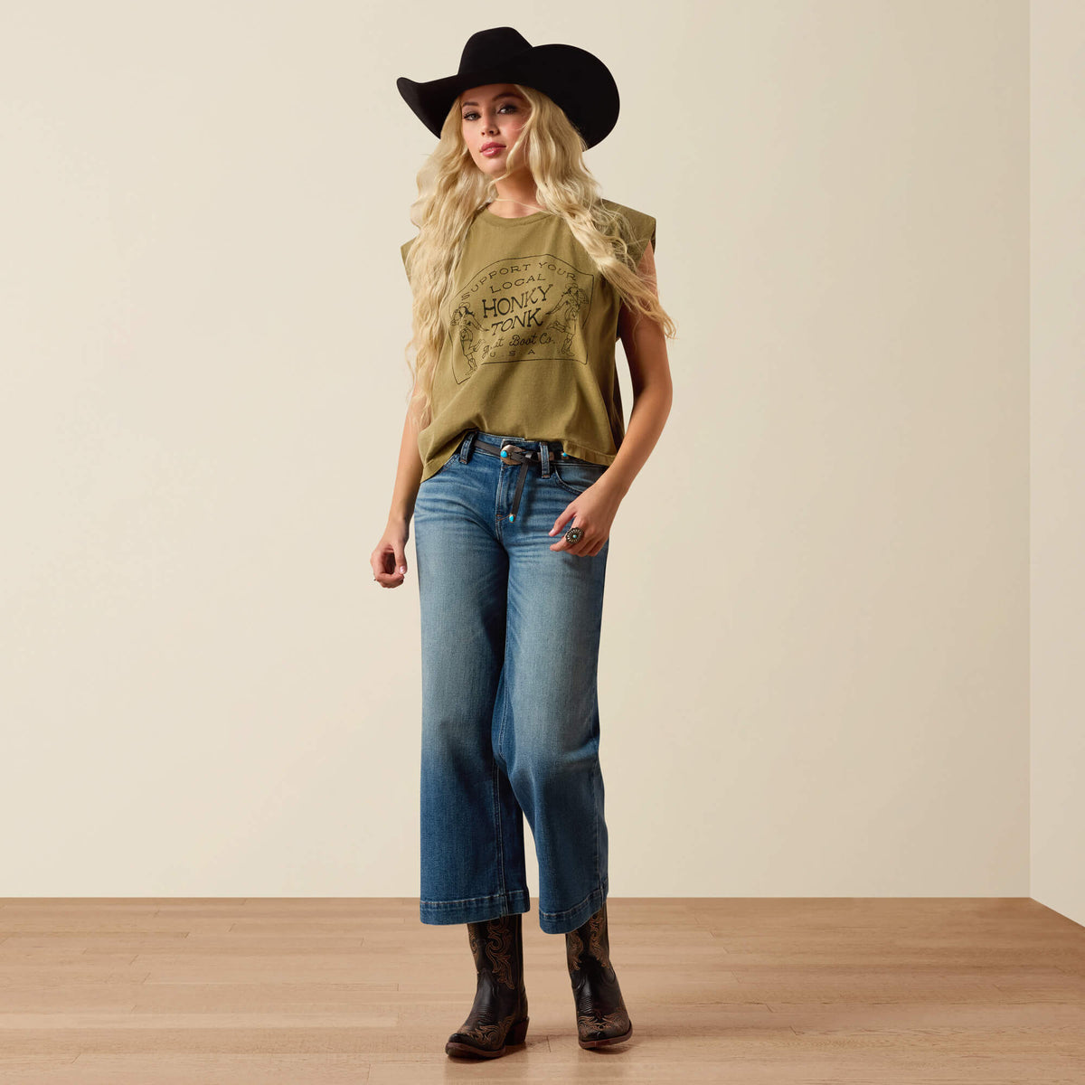 Ariat Women's Perfect Rise Jazmine Wide Leg Crop Jeans