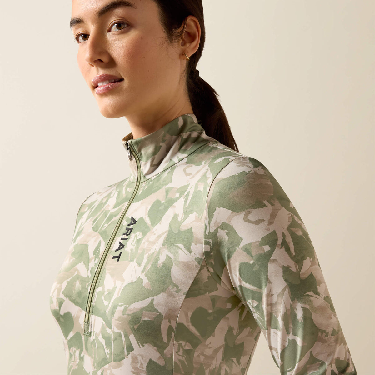 Ariat Women's Lunaveil 1/2 Zip Baselayer - Olive Coincide Print
