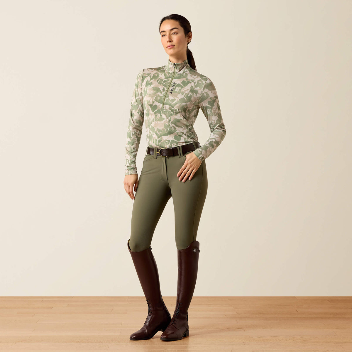 Ariat Women's Lunaveil 1/2 Zip Baselayer - Olive Coincide Print
