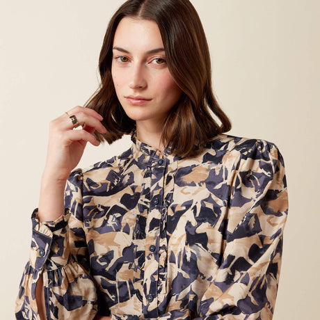 Ariat Women's Cricklade Blouse - Navy Coincide Print