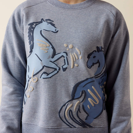 Ariat Youth Martine Sweatshirt - Blue Grey Let's Play