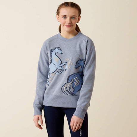 Ariat Youth Martine Sweatshirt - Blue Grey Let's Play