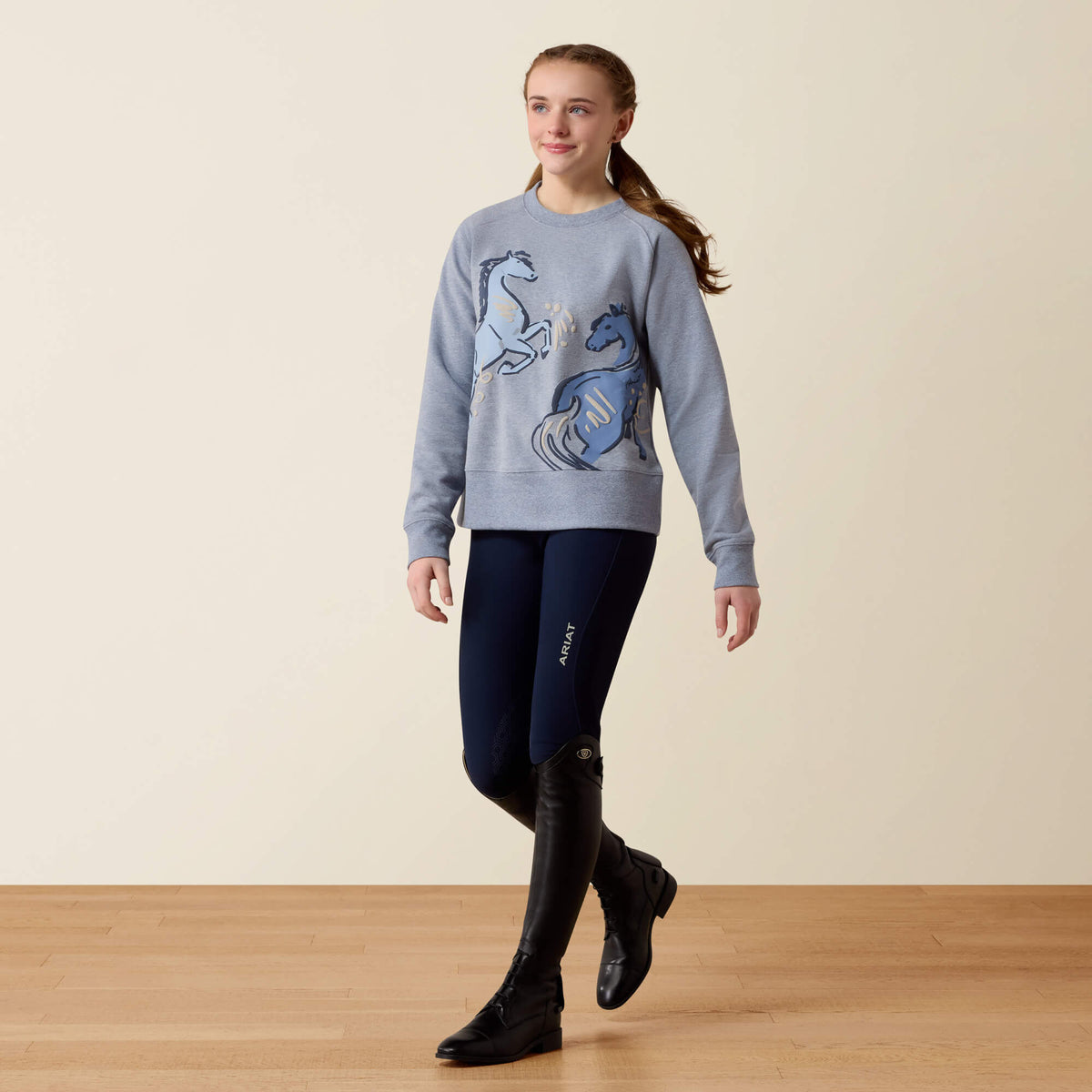Ariat Youth Martine Sweatshirt - Blue Grey Let's Play