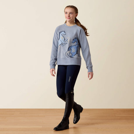 Ariat Youth Martine Sweatshirt - Blue Grey Let's Play