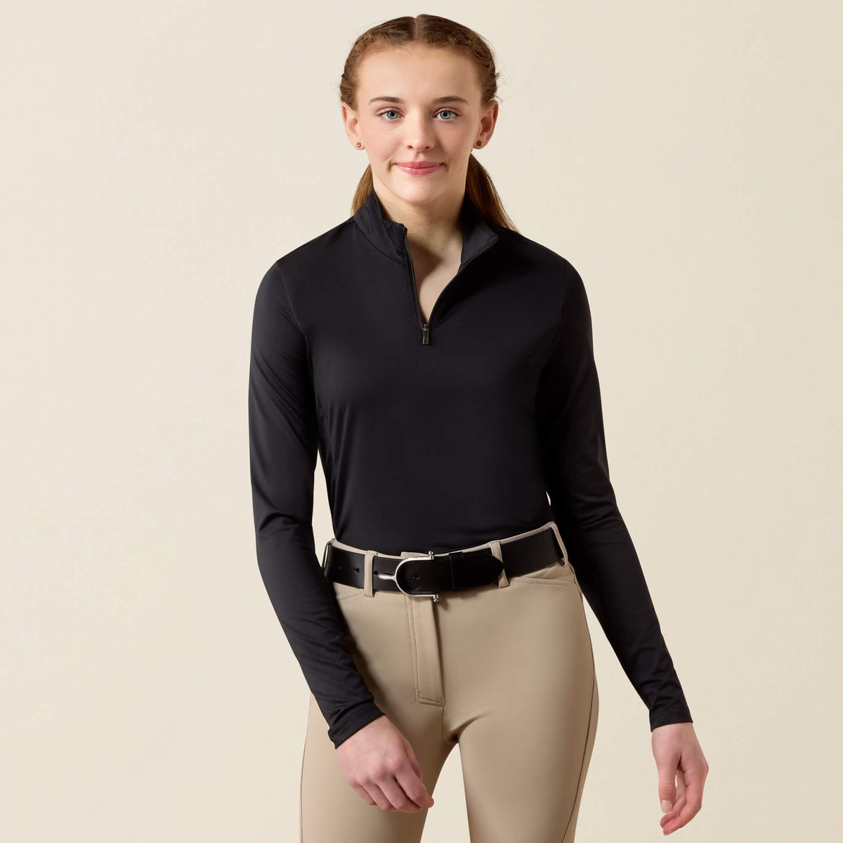 Ariat Youth LunaVeil 1/4 Zip Long Sleeve Baselayer - Black