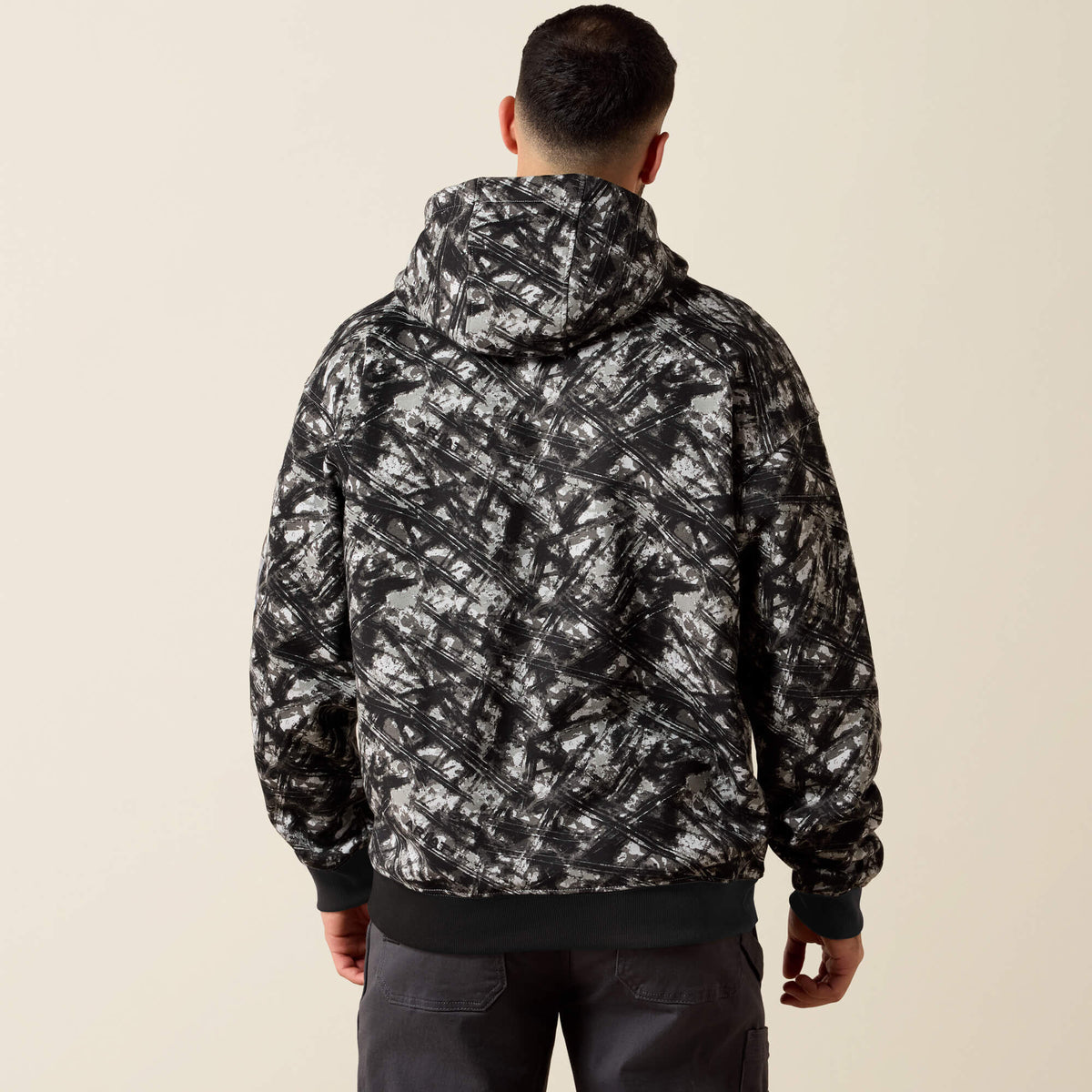 Ariat Men's Rebar Graphic Hoodie - Heather Grey/Deep Ultramarine - Camo/Grey
