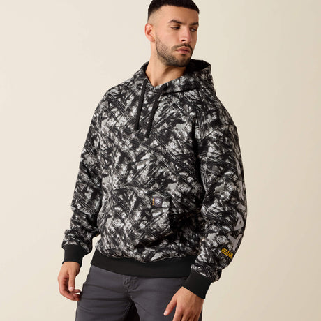 Ariat Men's Rebar Graphic Hoodie - Heather Grey/Deep Ultramarine - Camo/Grey