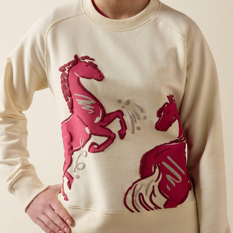 Ariat Youth Martine Sweatshirt - Antique White Let's Play