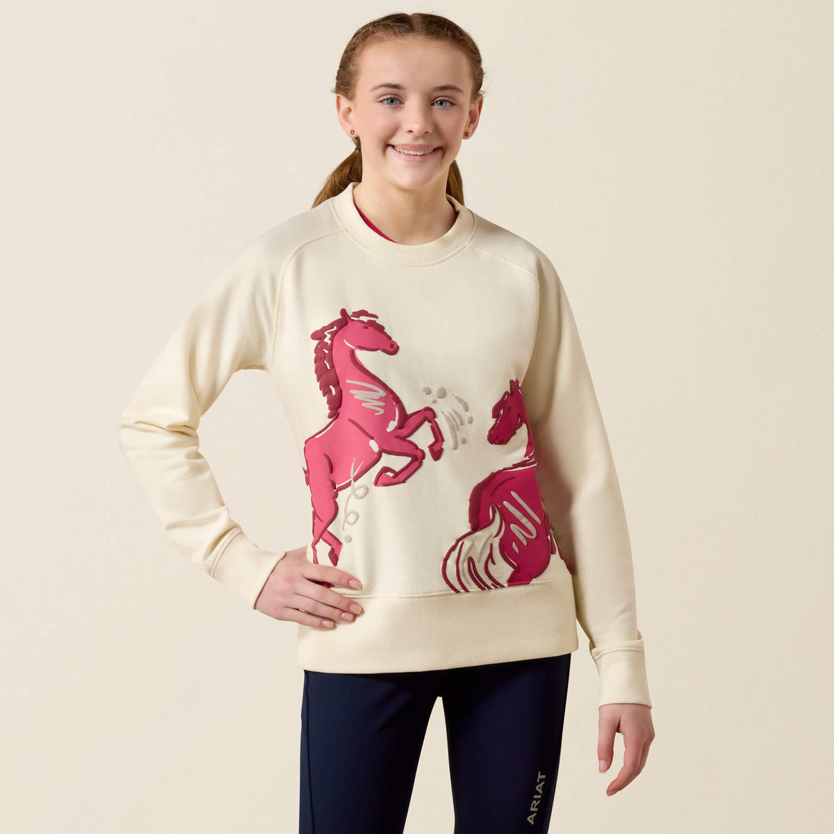 Ariat Youth Martine Sweatshirt - Antique White Let's Play