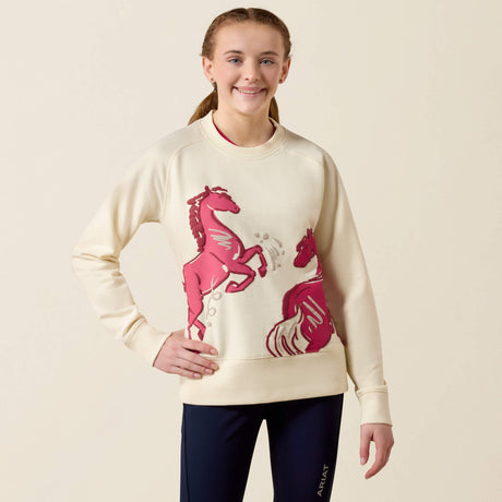 Ariat Youth Martine Sweatshirt - Antique White Let's Play