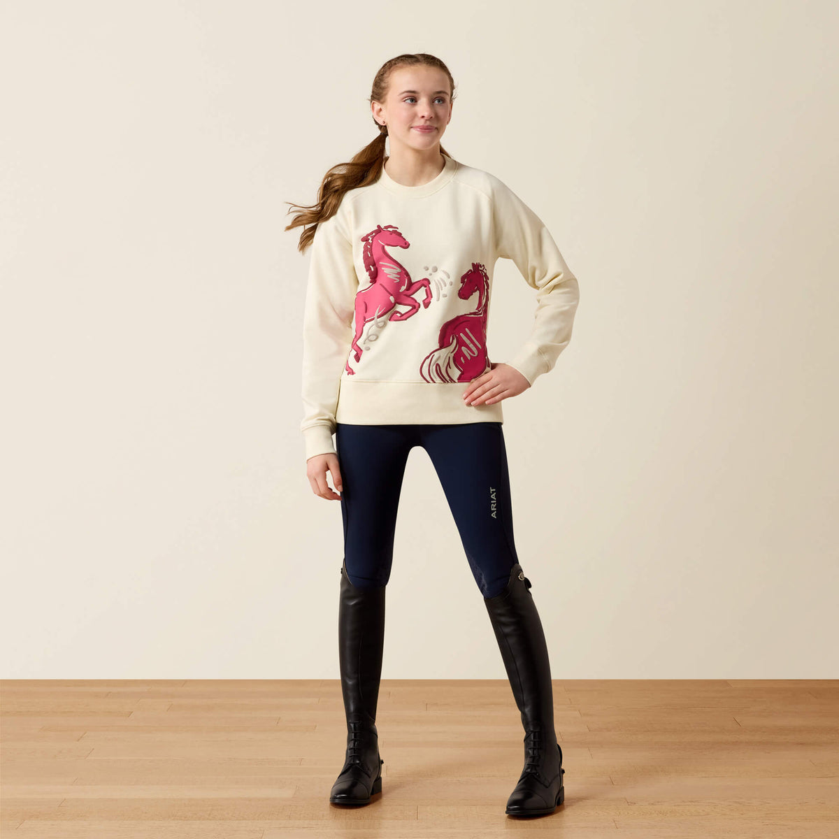 Ariat Youth Martine Sweatshirt - Antique White Let's Play