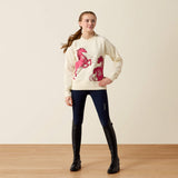 Ariat Youth Martine Sweatshirt - Antique White Let's Play
