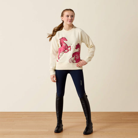 Ariat Youth Martine Sweatshirt - Antique White Let's Play