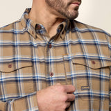 Ariat Men's Rebar Flannel DuraStretch Long Sleeve Work Shirt - Field Khaki