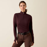 Ariat Women's Gridwork 2.0 1/4 Zip Grid Fleece Baselayer - Chocolate Plum